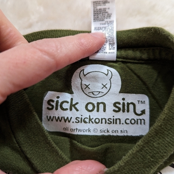 Sick ON SIN kids vegan short sleeve crew neck 2 - Picture 5 of 6